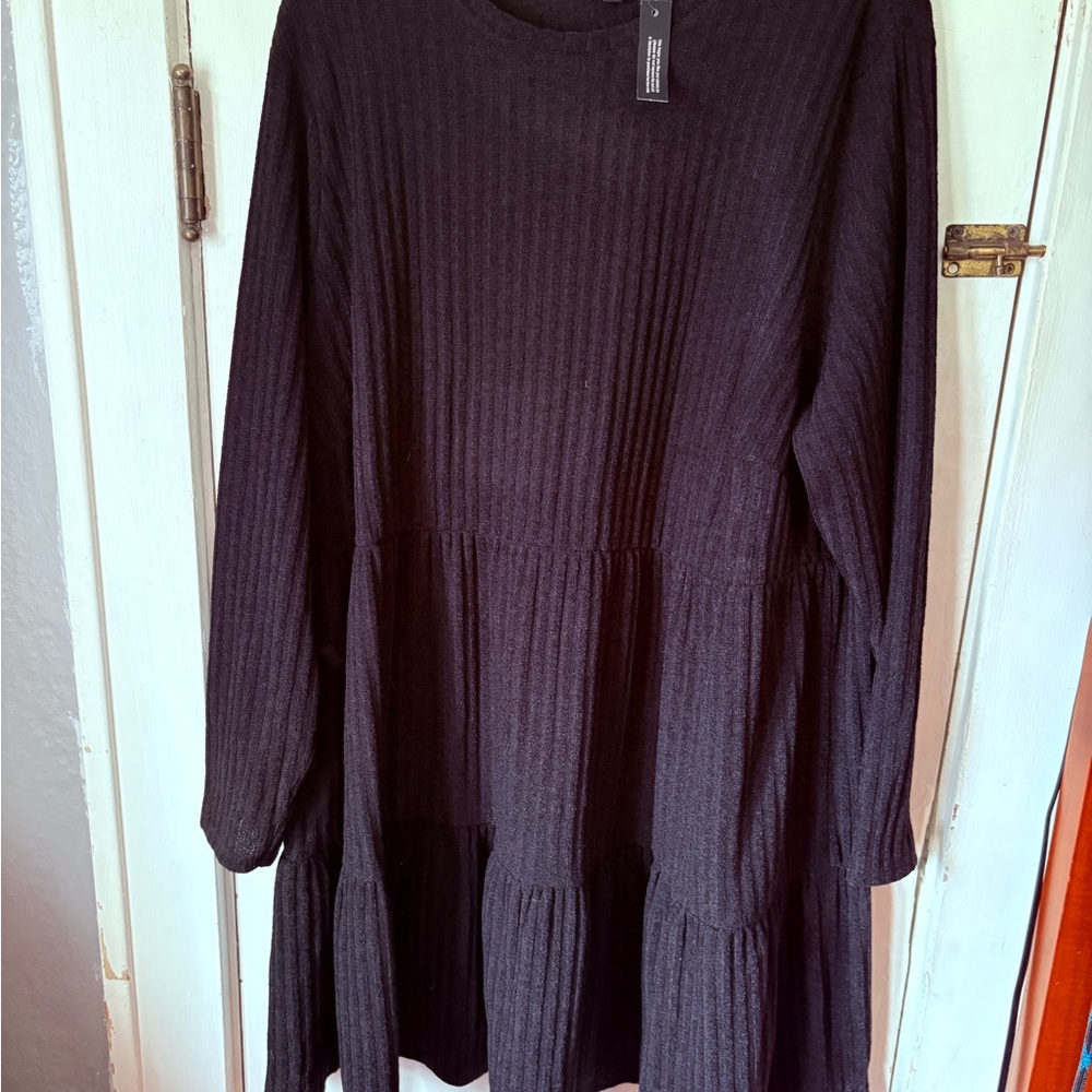NWT Simply Be Black Ribbed Sweater Dress